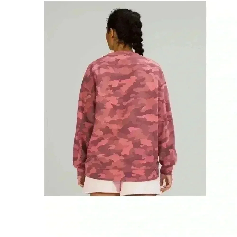 Lululemon perfectly oversized crew sweatshirt camo brier rose multi red sz 4